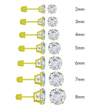 Load image into Gallery viewer, (Pack of 12)14K Yellow Gold Round Cubic Zirconia Stud Earring Set on High Quality Prong SettingAnd Screw Back Post