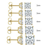 (Pack of 12)14K Yellow Gold Princess Cut Cubic Zirconia Earring Set on High Quality Prong Setting and Friction Style Post