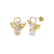 Load image into Gallery viewer, 14K Yellow Gold Angel CZ Earrings