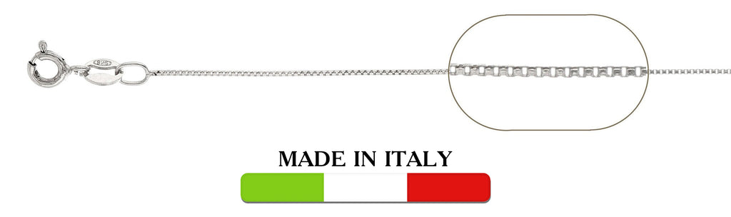 Italian Solid Sterling Silver Box Chain 012-0.7mm Nickel Free Necklace with Spring Ring Clasp Closure