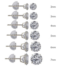 Load image into Gallery viewer, (Pack of 12)14K White Gold round Silicone Backing CZ Stud Earrings