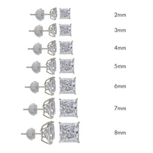 Load image into Gallery viewer, (Pack of 12)14K White Gold Square Silicone Backing CZ Stud Earrings