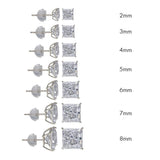 (Pack of 12)14K White Gold Square Silicone Backing CZ Stud Earrings